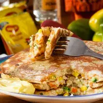 Pancakes caseros con vegetales